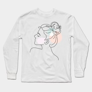 abstract lady, line art woman Long Sleeve T-Shirt